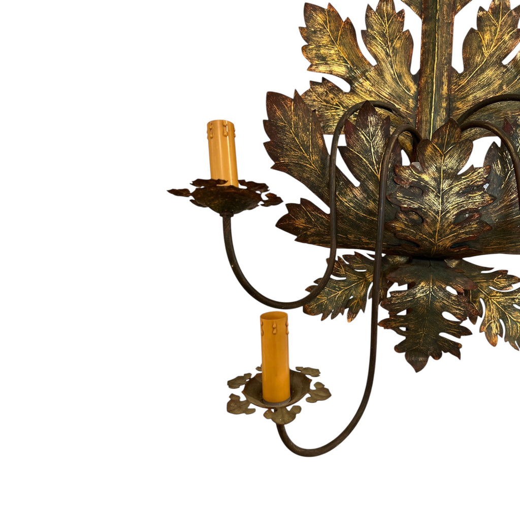 Mid-Century French Tole Leaf Sconces