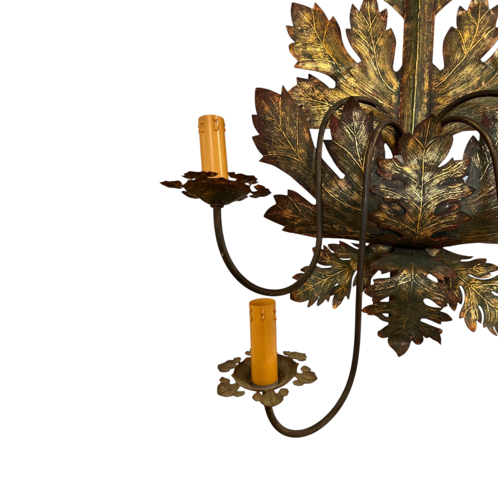 Mid-Century French Tole Leaf Sconces
