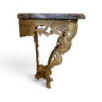 18th Century French Gilded Console with Marble Top and Hoof Foot