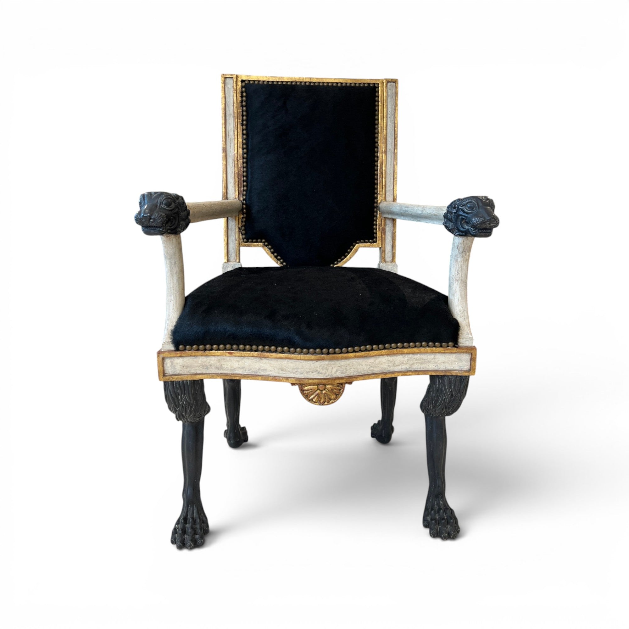 Italian Neoclassical Armchair with Detailed Carving
