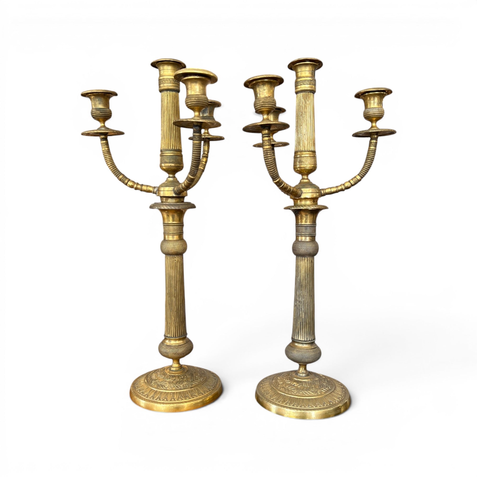 Early 20th Century Brass Pair of Candelabras