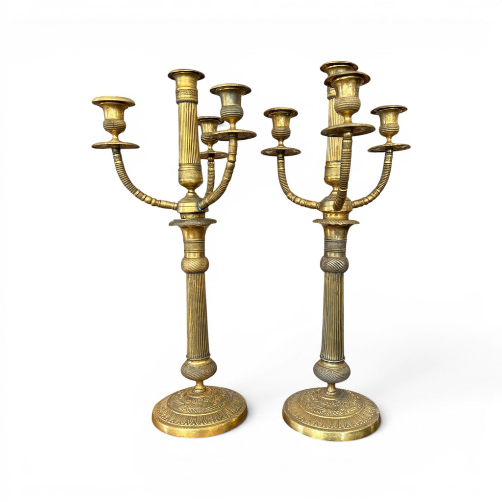 Early 20th Century Brass Pair of Candelabras