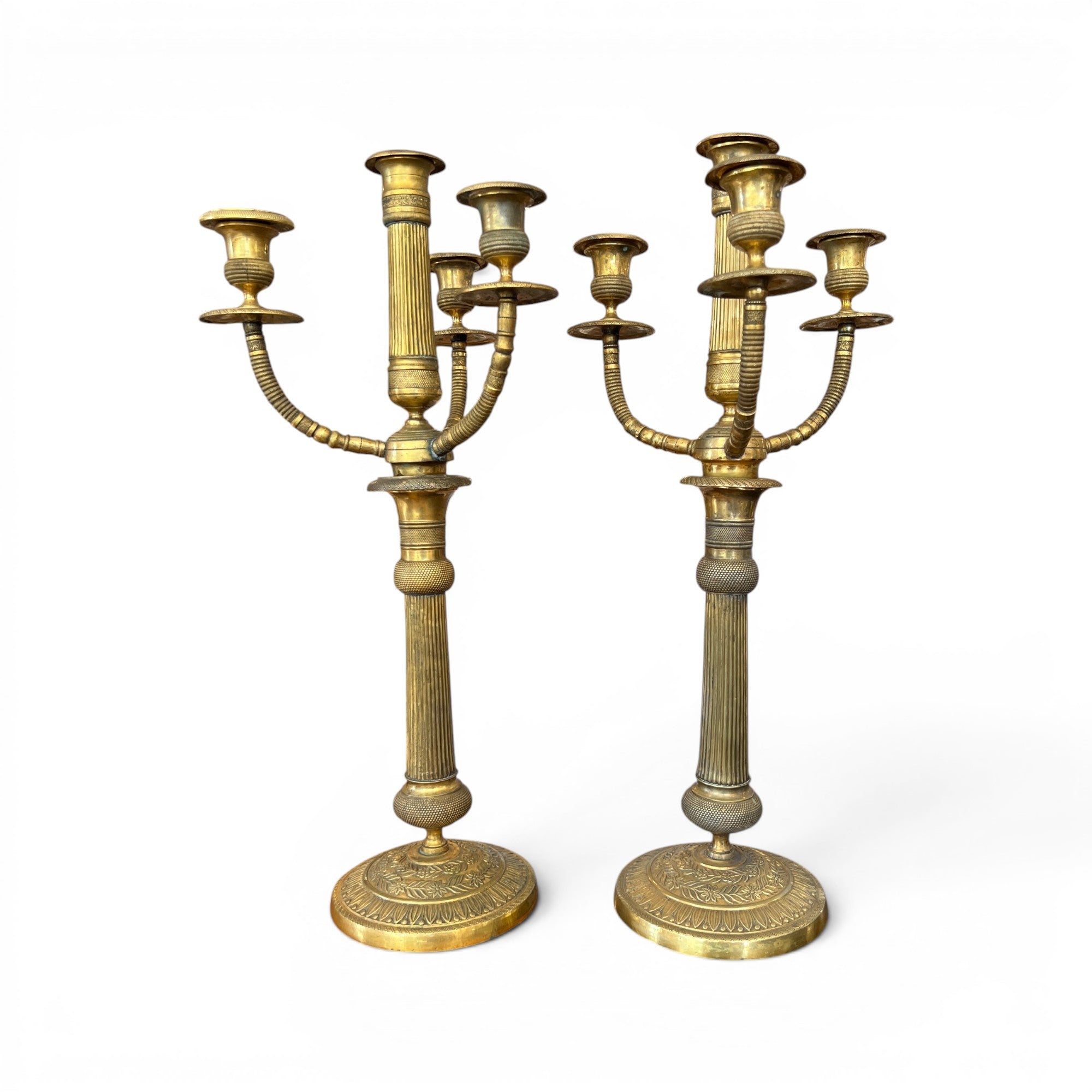 Early 20th Century Brass Pair of Candelabras