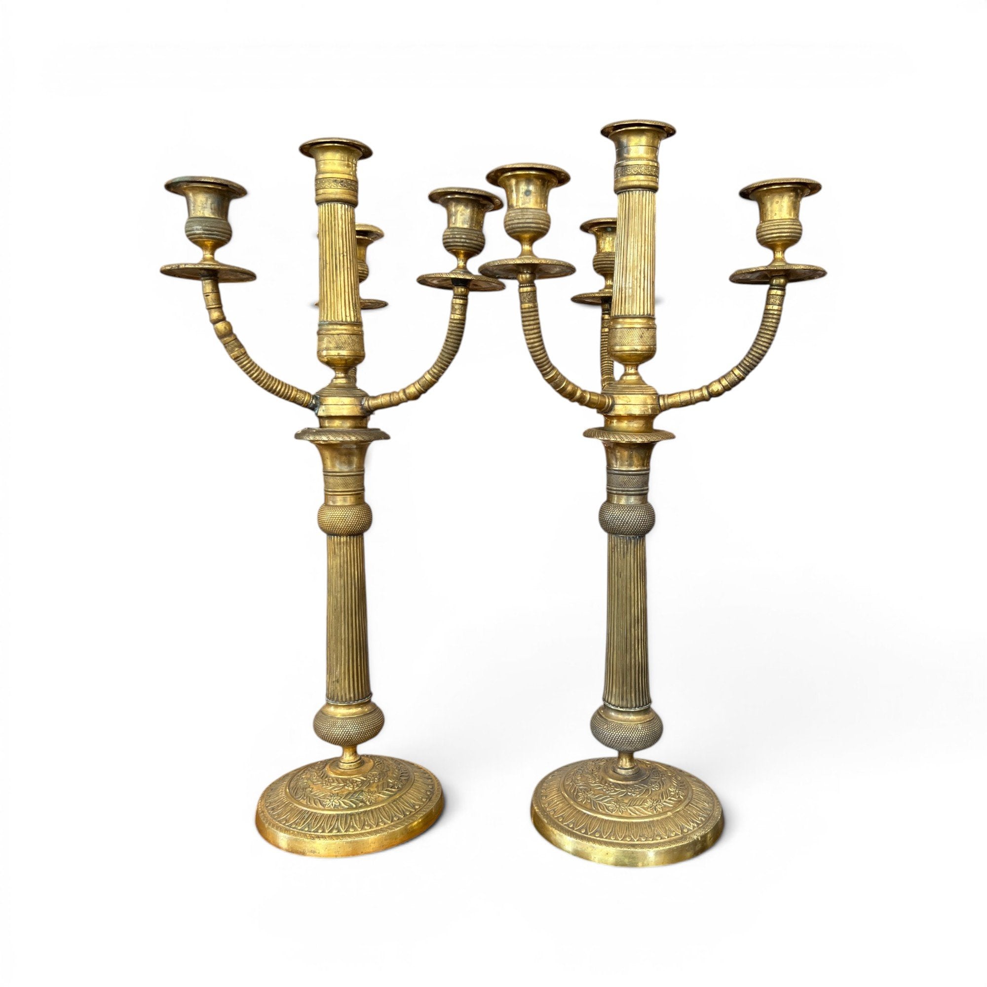 Early 20th Century Brass Pair of Candelabras