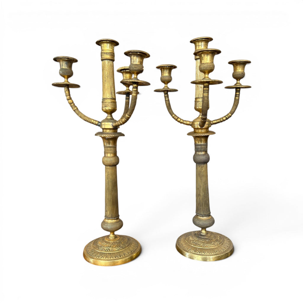 Early 20th Century Brass Pair of Candelabras