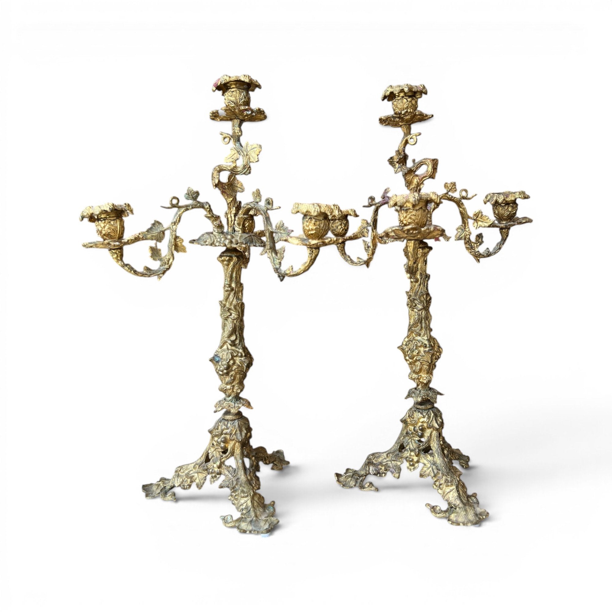Early 20th Century Bronze Pair of Candelabras