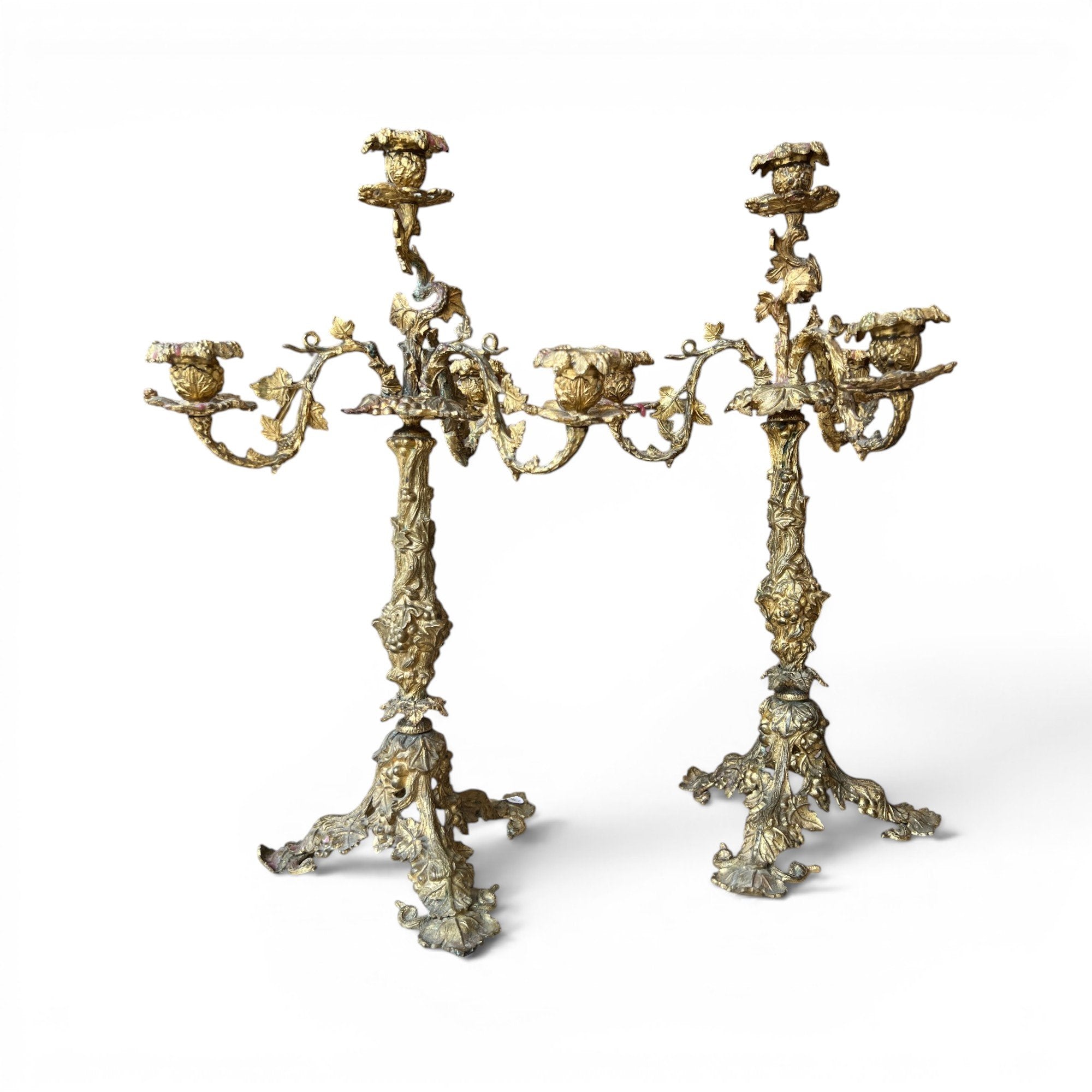 Early 20th Century Bronze Pair of Candelabras
