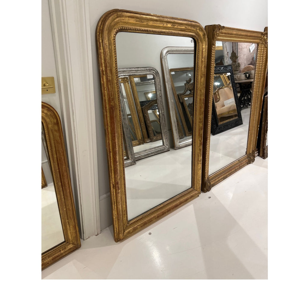 19th Century French Louis Philippe Gold Mirror with Flowers - Med/Lg
