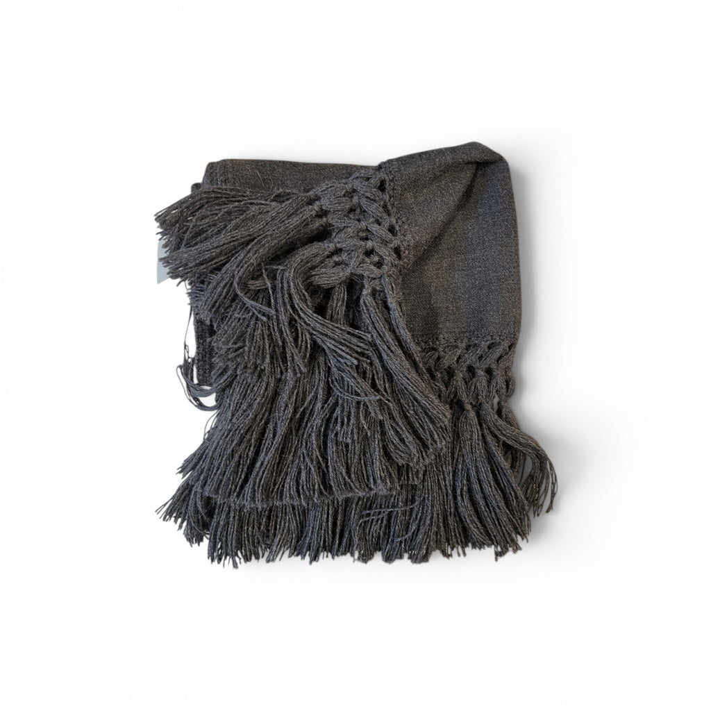 Alpaca Bouclé Throw - Dark Grey