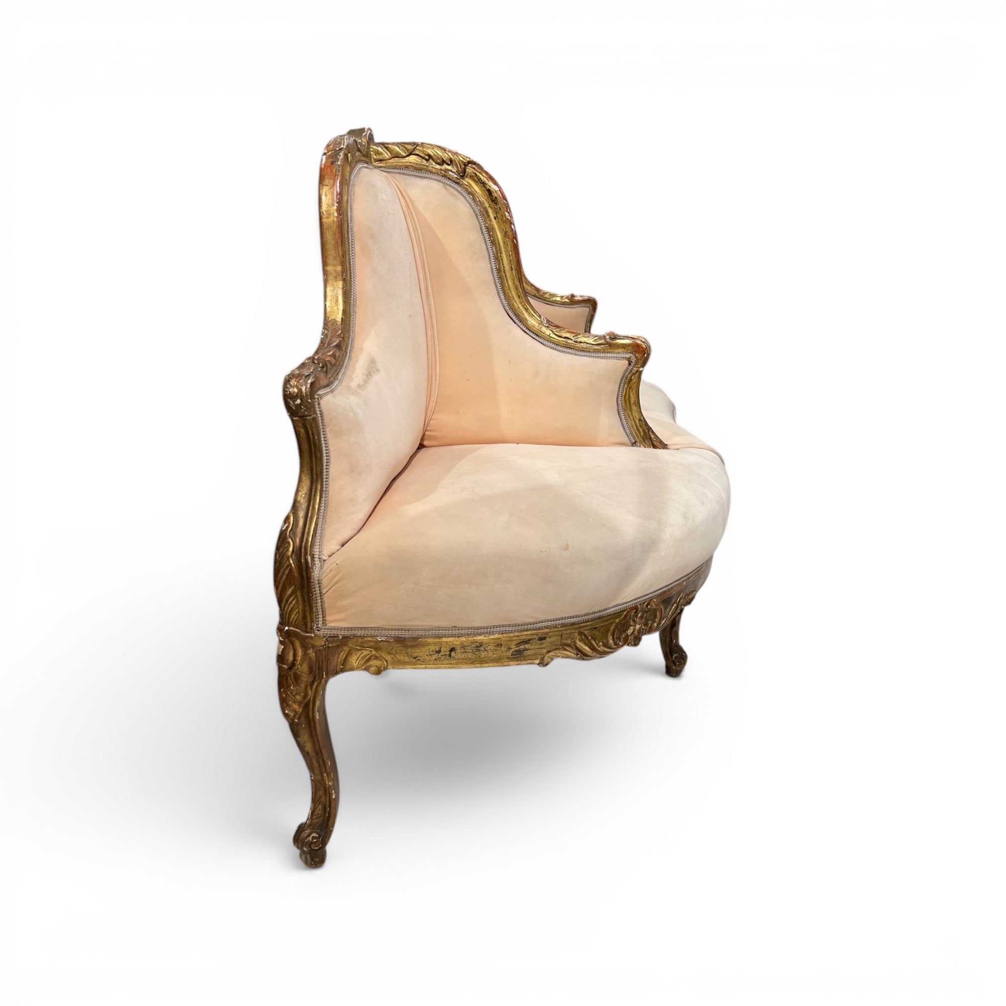 19th Century Swedish 3 Seat Giltwood Banquette