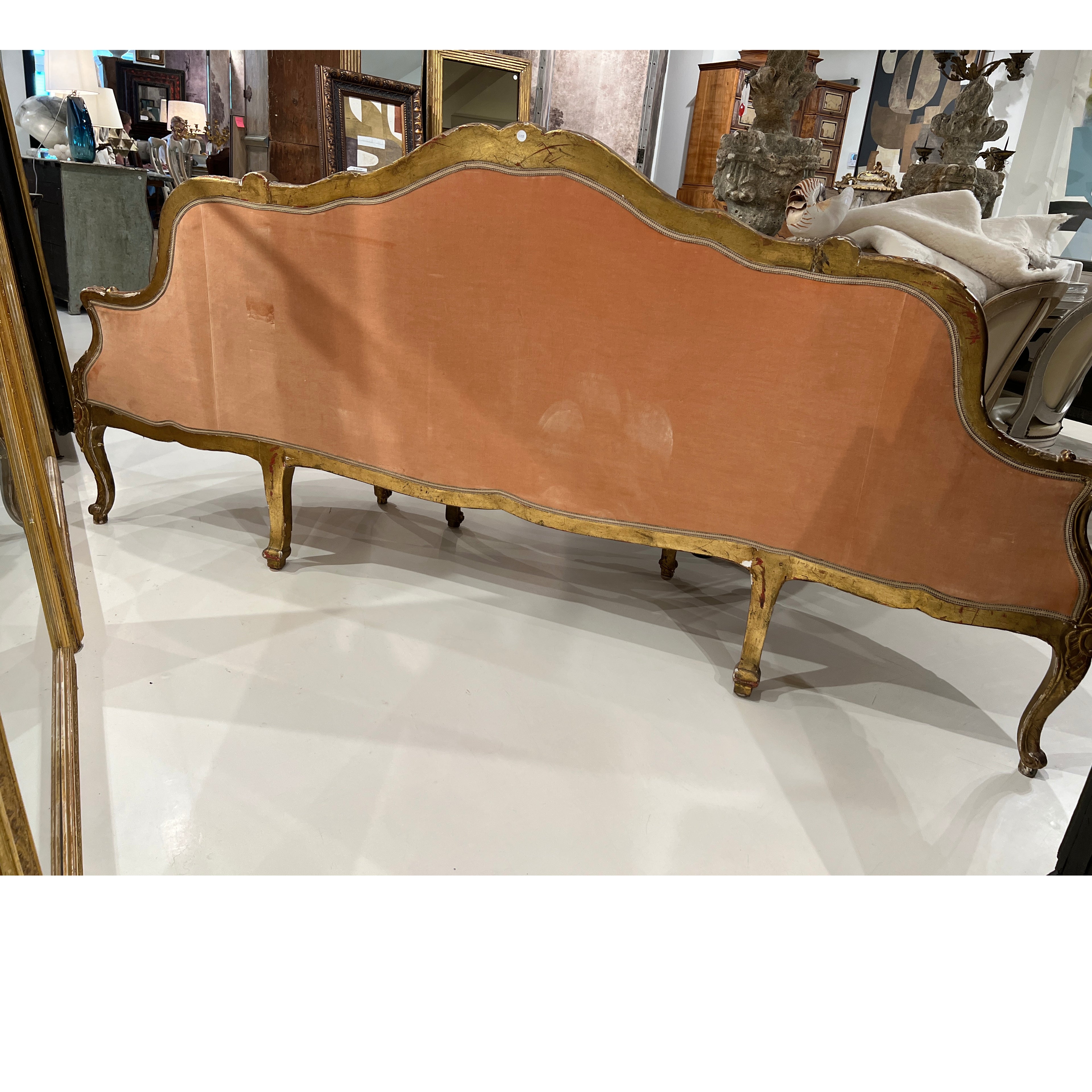 19th Century Swedish 3 Seat Giltwood Banquette