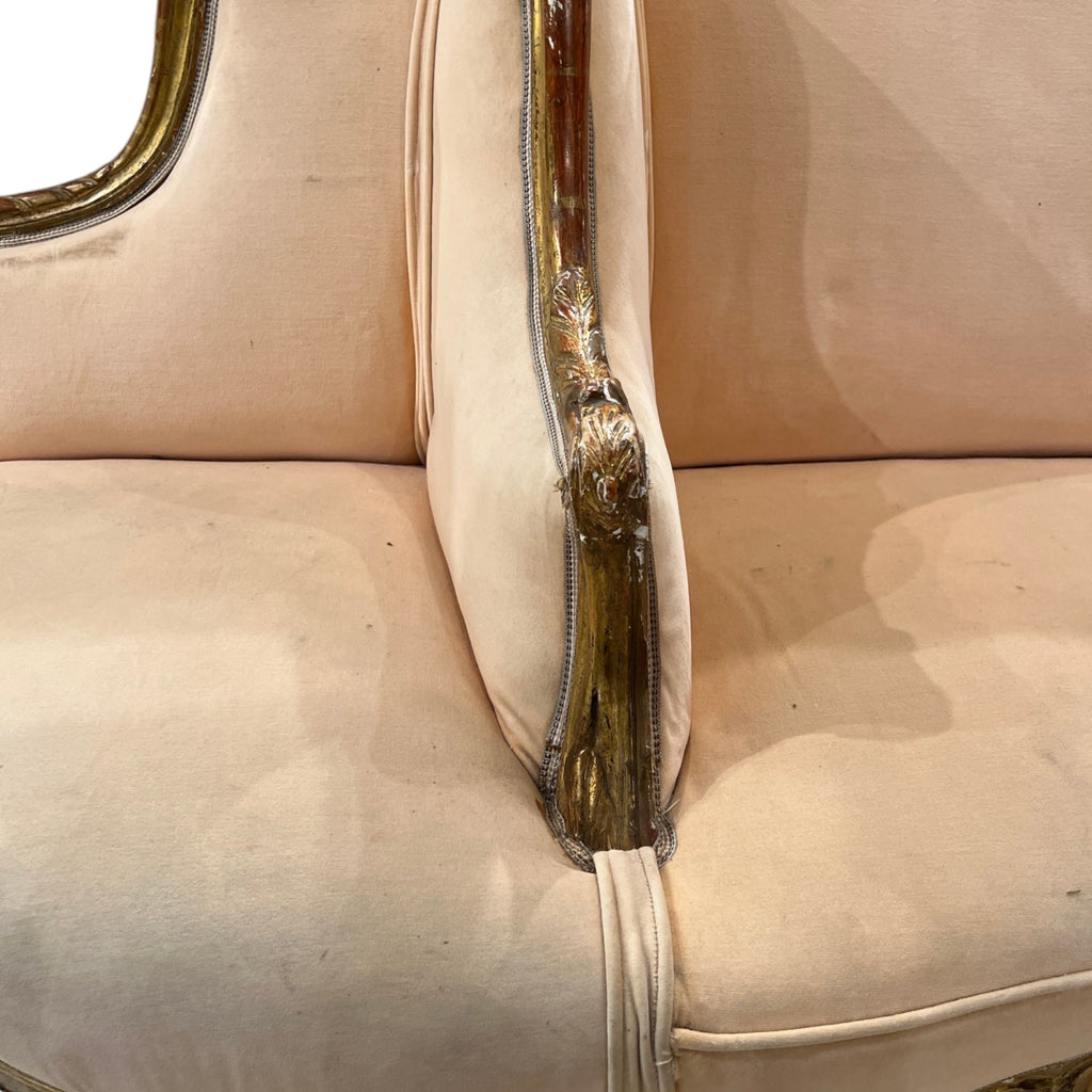 19th Century Swedish 3 Seat Giltwood Banquette