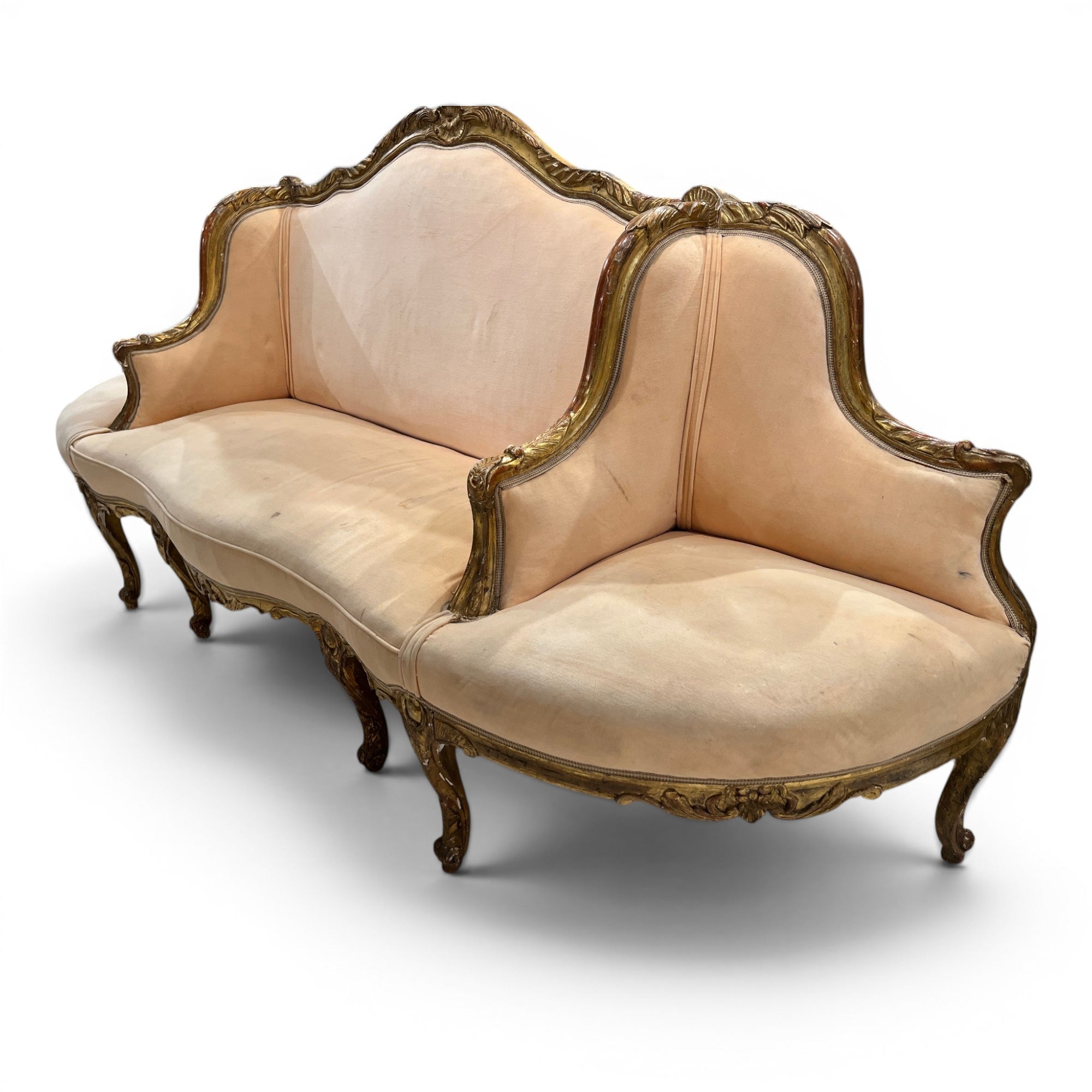 19th Century Swedish 3 Seat Giltwood Banquette