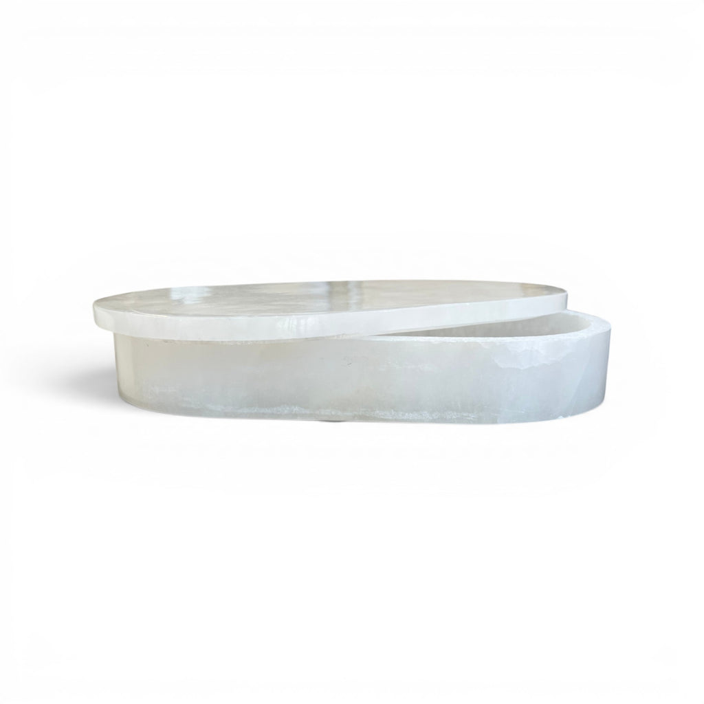 Large Alabaster Oval Box