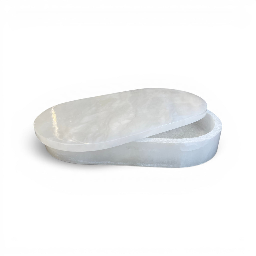 Large Alabaster Oval Box