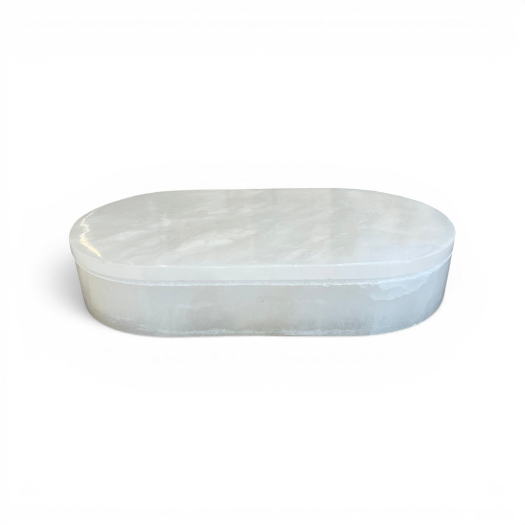 Large Alabaster Oval Box