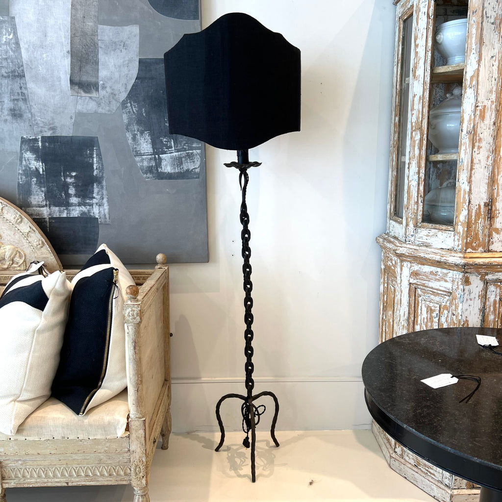 Vintage Black Chain Link Floor Lamp