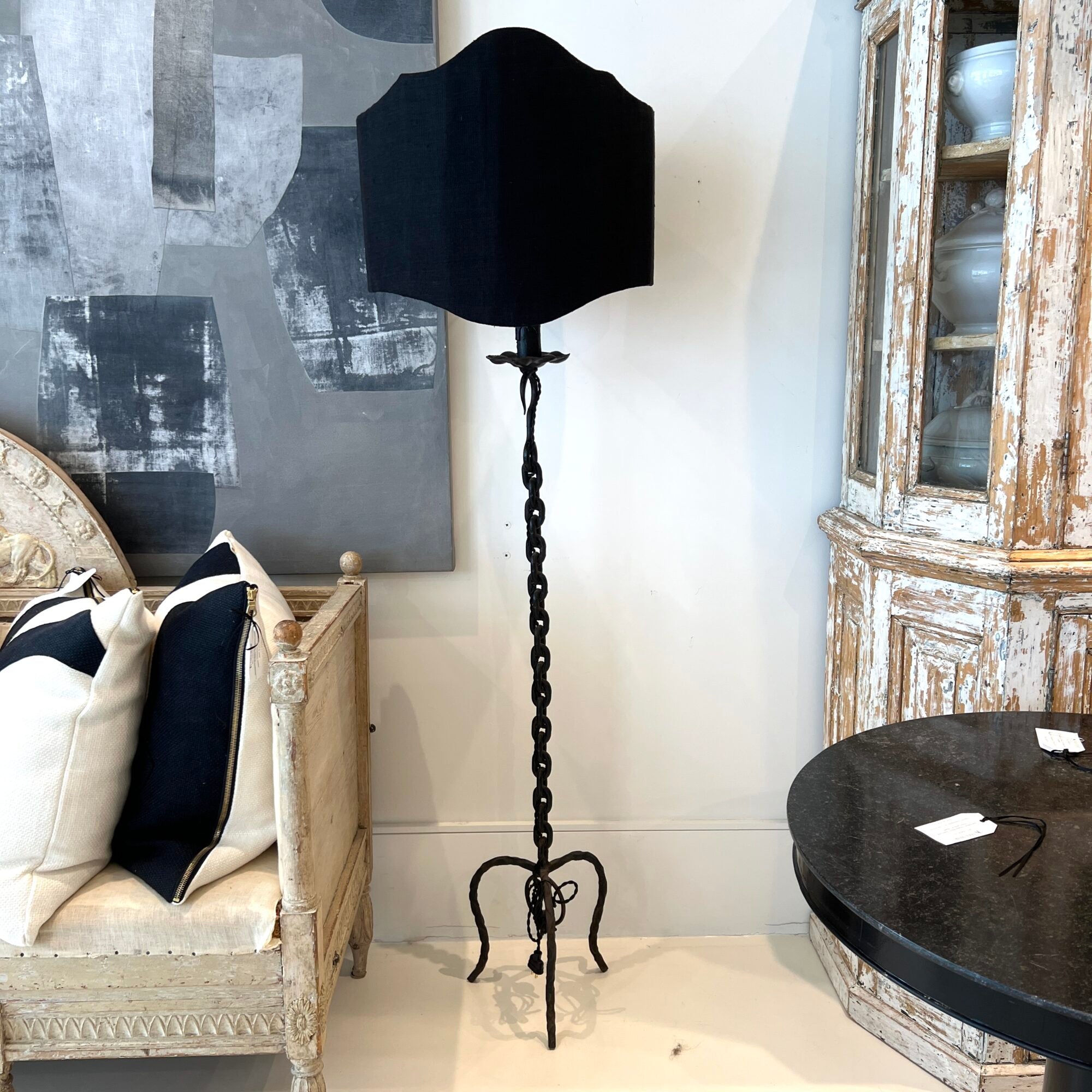 Vintage Black Chain Link Floor Lamp