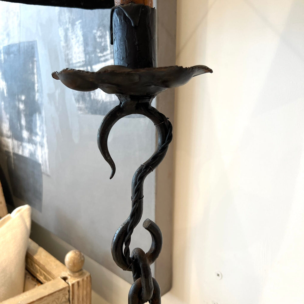 Vintage Black Chain Link Floor Lamp