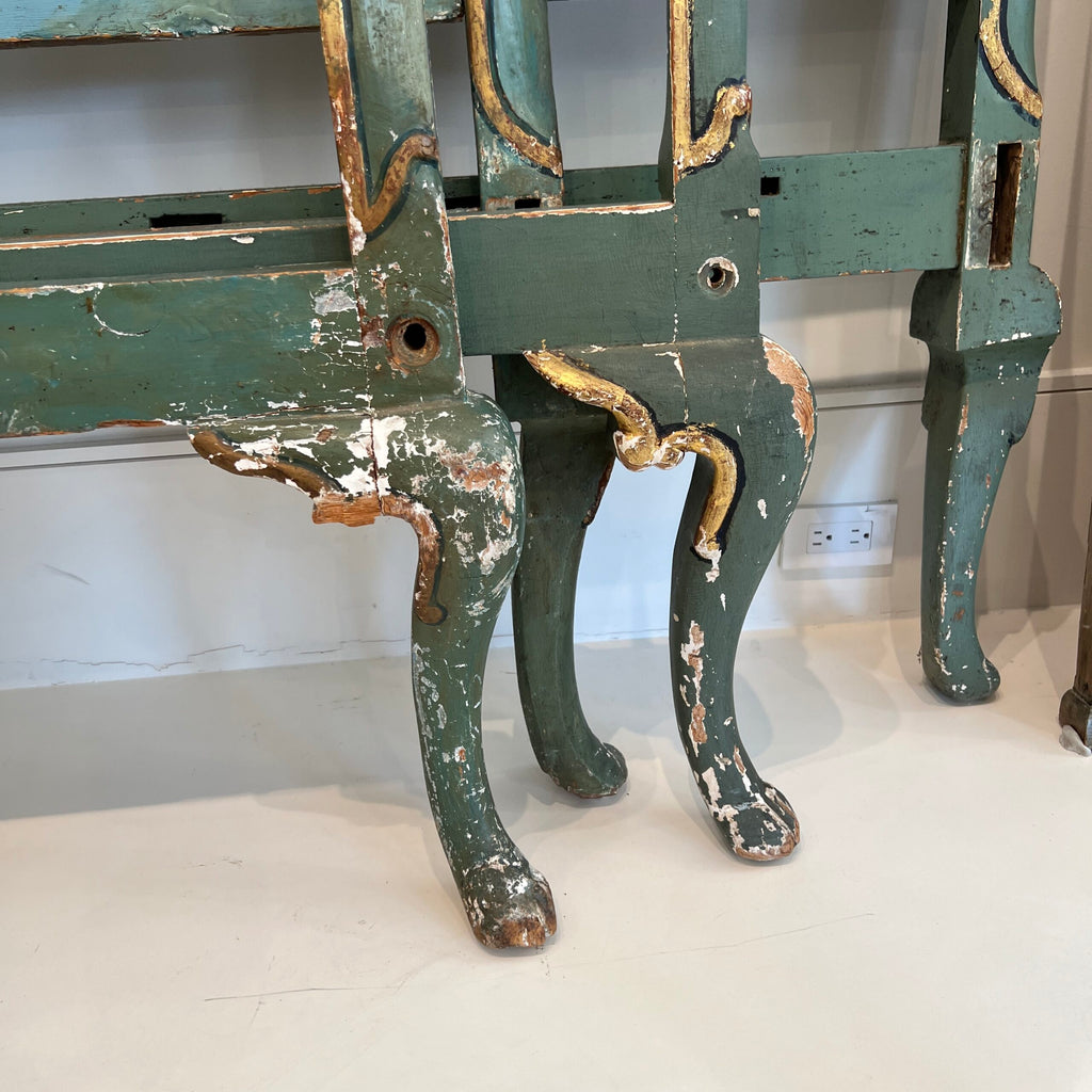 Venetian Style Pair of Painted & Parcel Gilt Twin Beds
