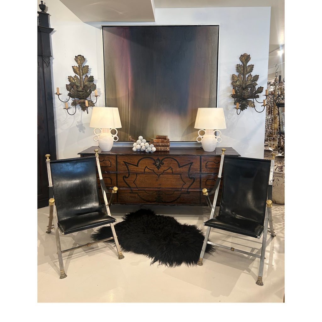 Mid-Century French Pair of Maison Jansen Folding Chairs