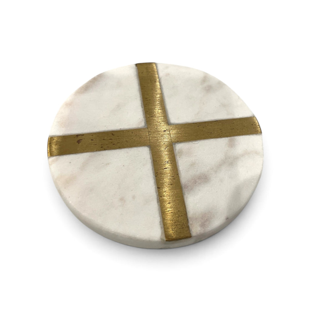 White Glimmer Round Coaster Set (Set of 4)