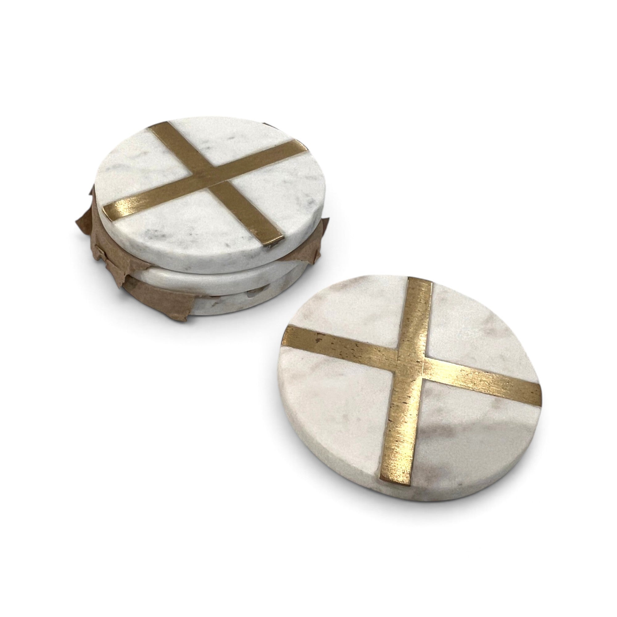 White Glimmer Round Coaster Set (Set of 4)
