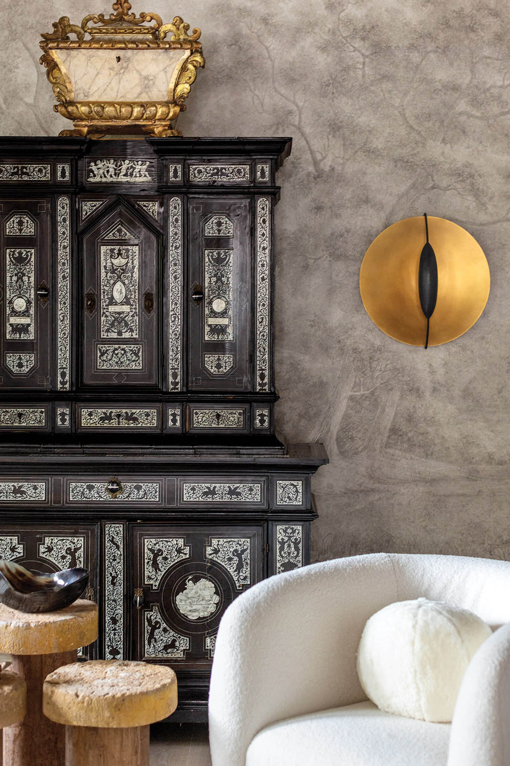 19th Century Italian Cabinet with Bone Inlay by Ferdinando Pogliani