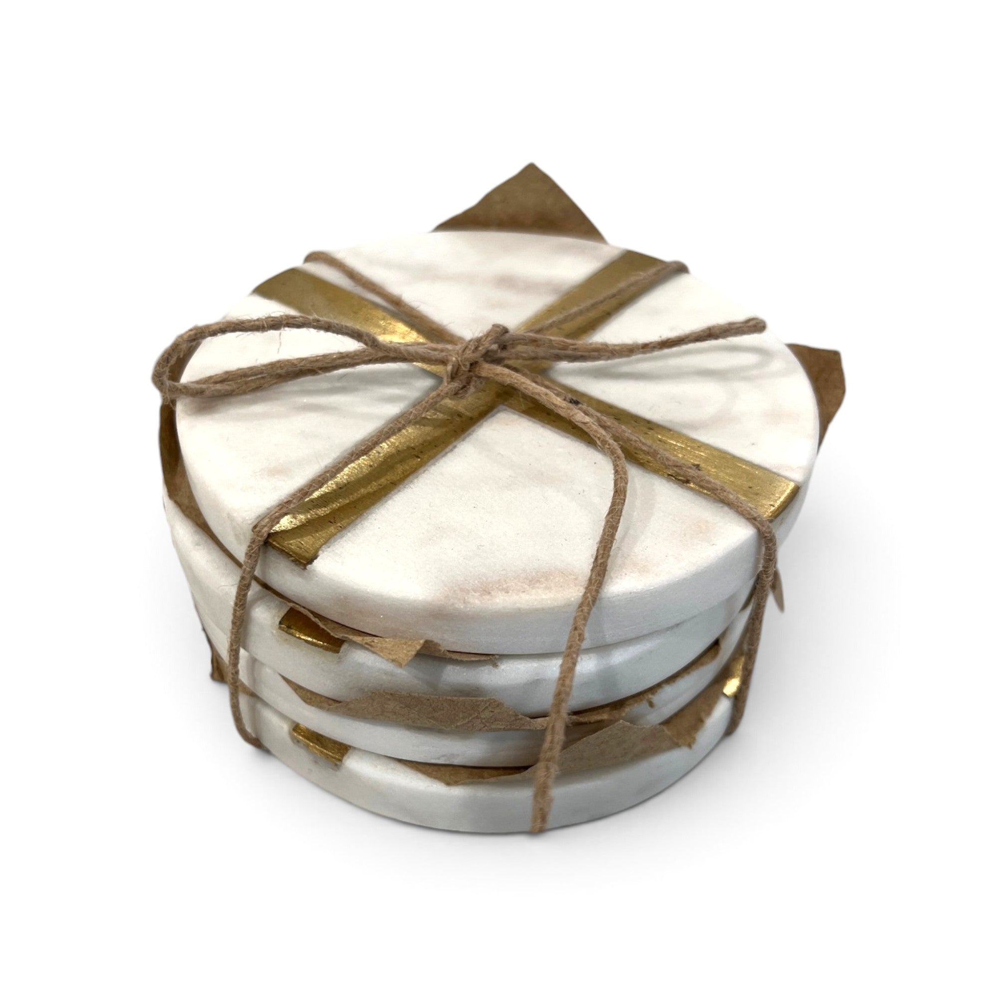 White Glimmer Round Coaster Set (Set of 4)