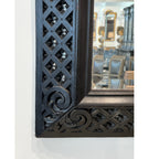 19th Century French Antique Napoleon III Black Mirror with Detailed Carving