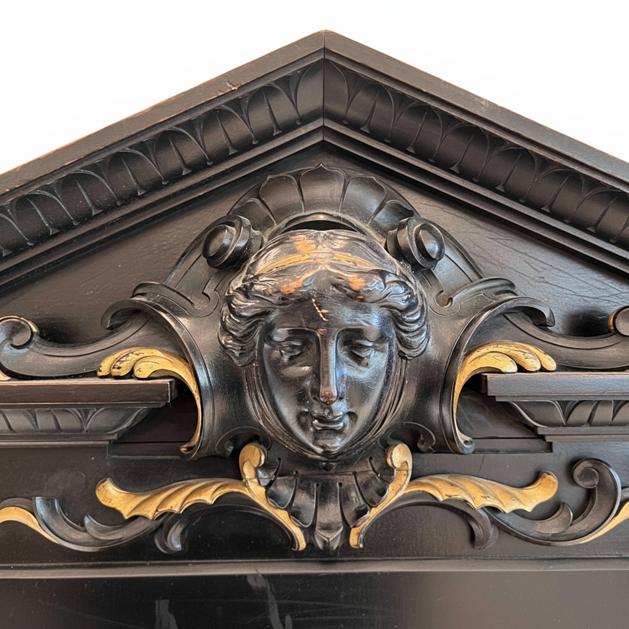 19th Century French Antique Black Throne from Paris