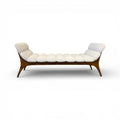 Mid-Century Italian Ash Bench with Boucle