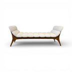 Mid-Century Italian Ash Bench with Boucle