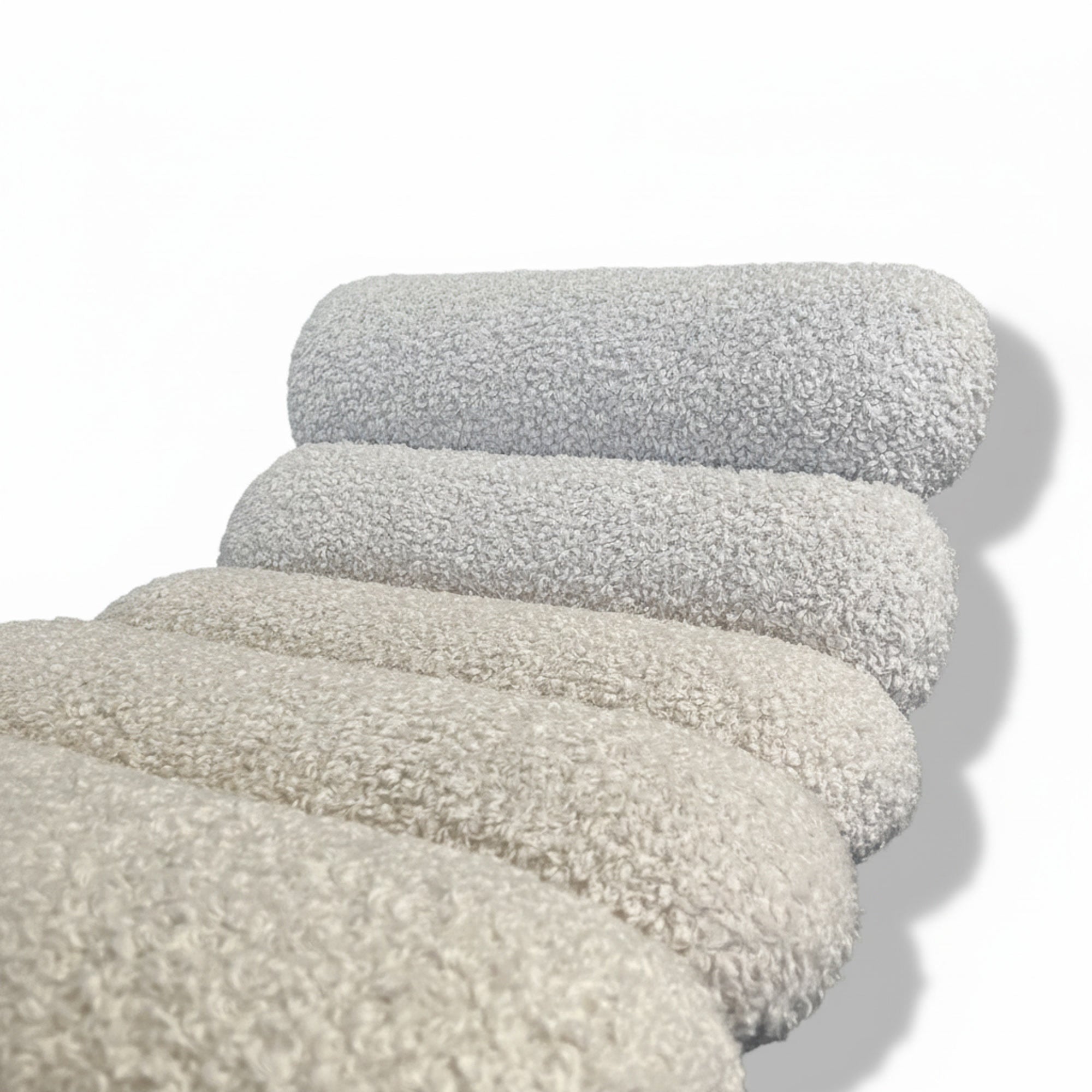 Mid-Century Italian Ash Bench with Boucle