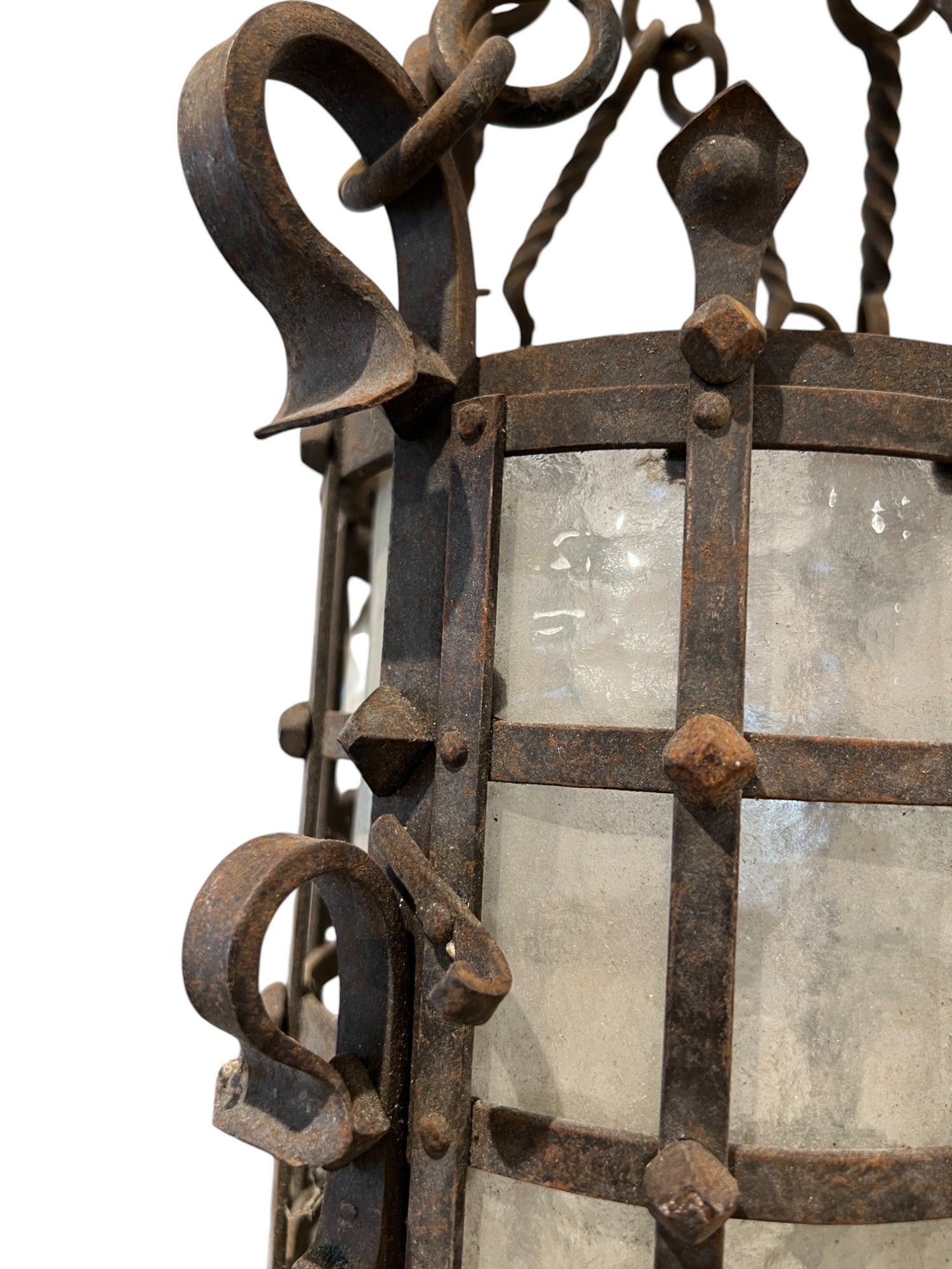 19th Century French Napoleon III Black Iron Antique Lantern