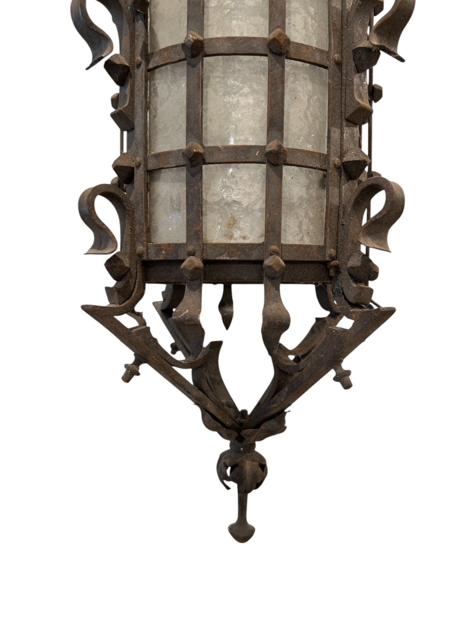 19th Century French Napoleon III Black Iron Antique Lantern