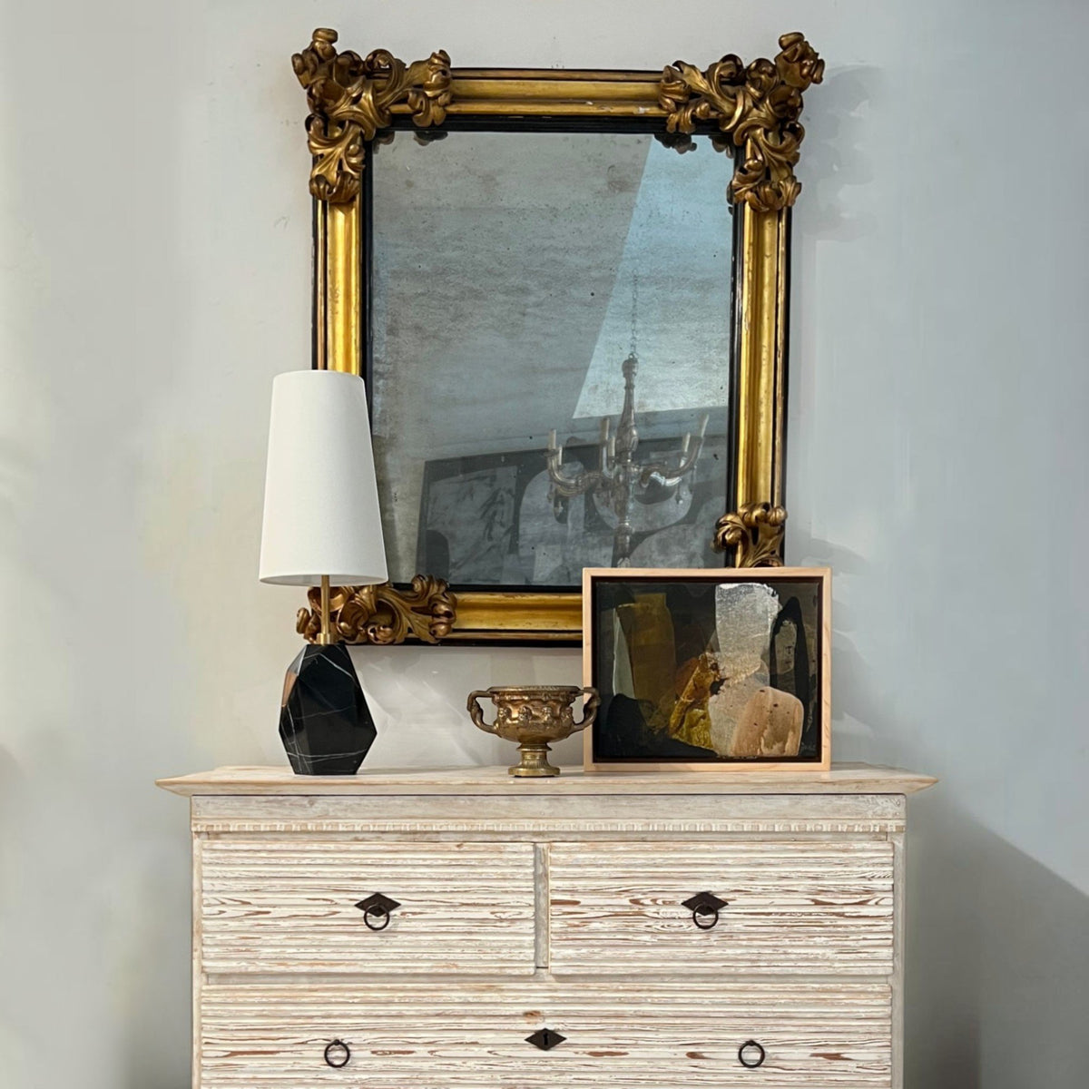 Black Marble Chunk Bedside Lamp