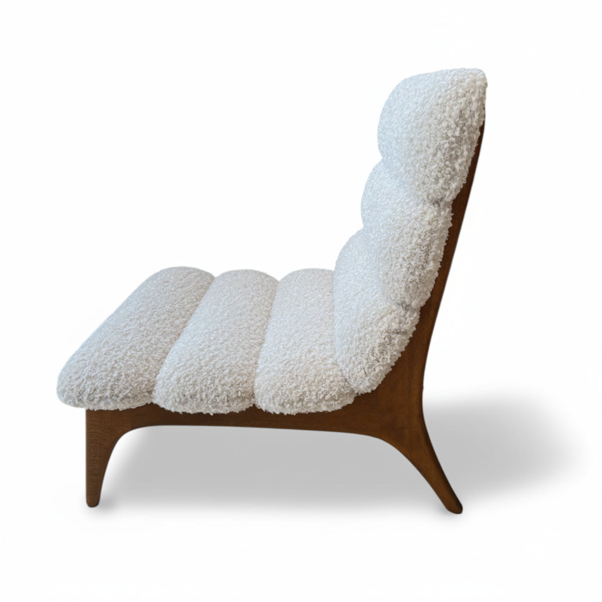 Mid-Century Italian Pair of Ash Chairs w/Boucle