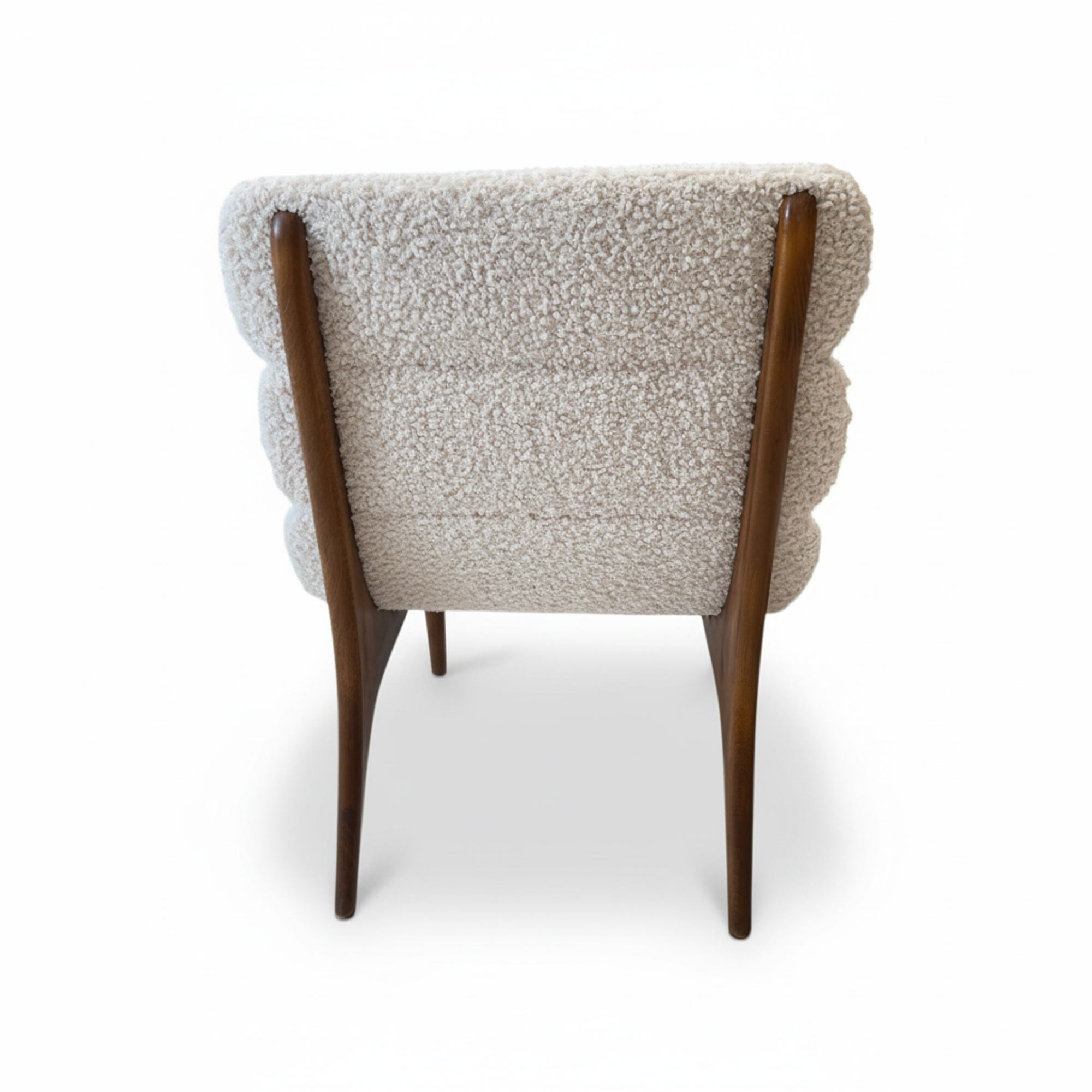 Mid-Century Italian Pair of Ash Chairs w/Boucle