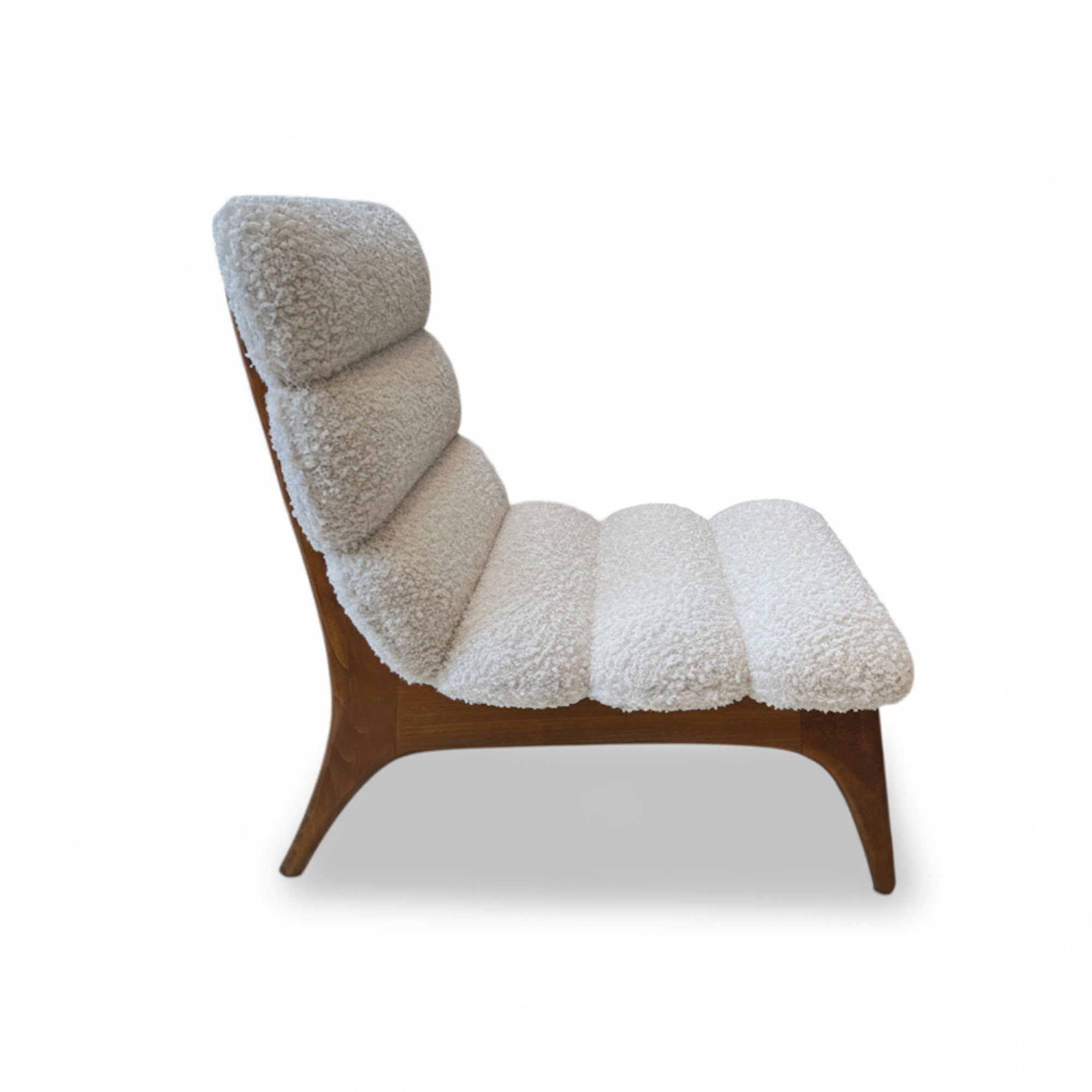 Mid-Century Italian Pair of Ash Chairs w/Boucle