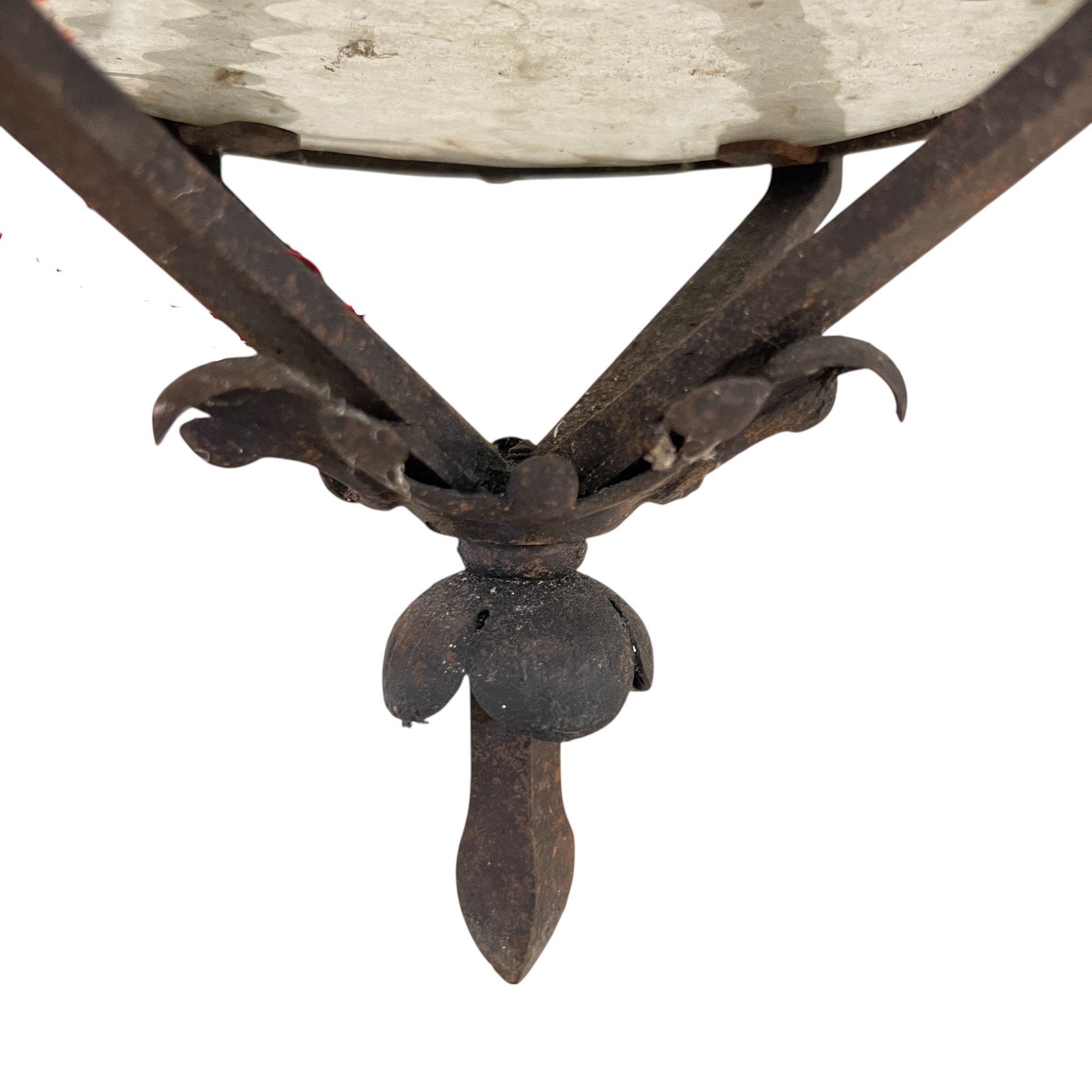 19th Century French Napoleon III Black Iron Antique Lantern with Fleur de Lis Detail