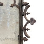 19th Century French Napoleon III Black Iron Antique Lantern with Fleur de Lis Detail