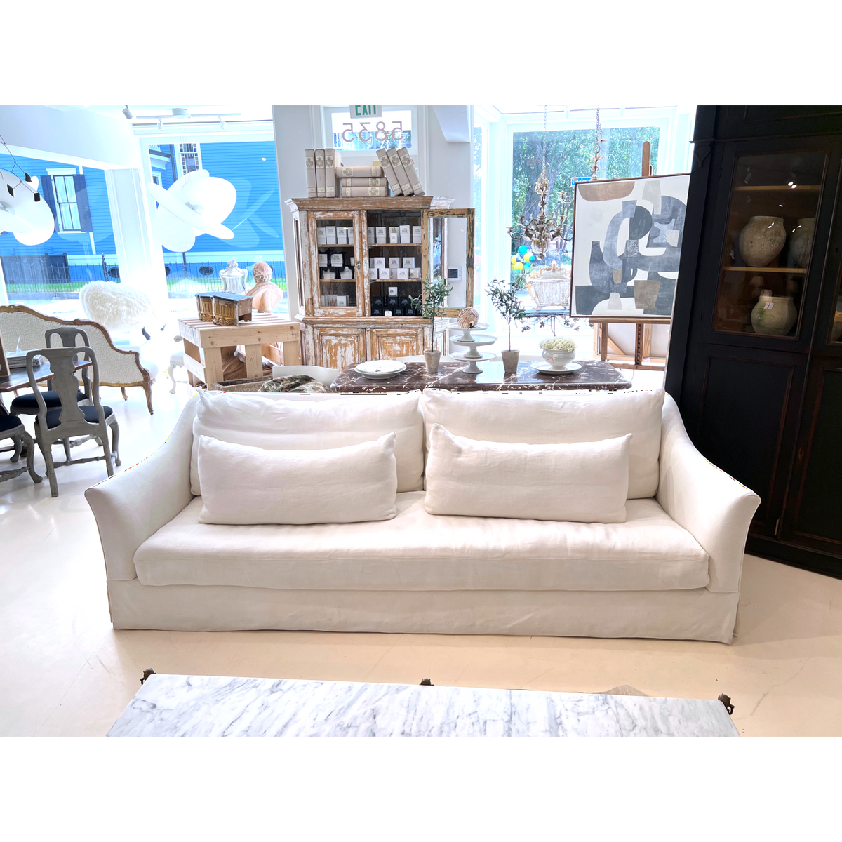 Belgian Linen Slope Arm Sofa