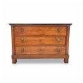 19th Century French Empire Antique Chest with Marble Top & Lion Pulls