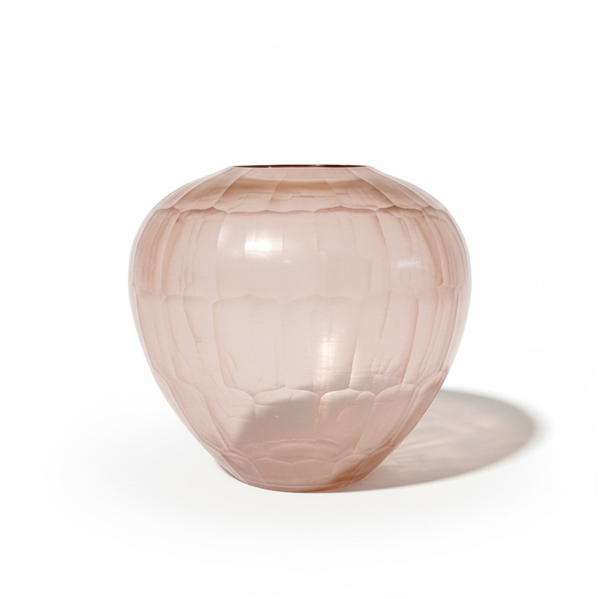 Hand Cut Rose Frosted Glass Vessel