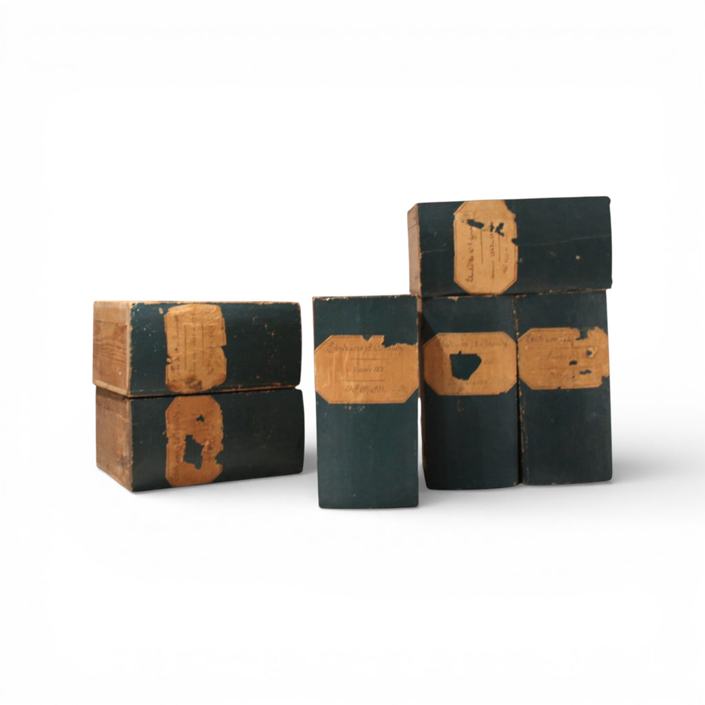 19th Century French Antique Set of 2 Wood Book Boxes