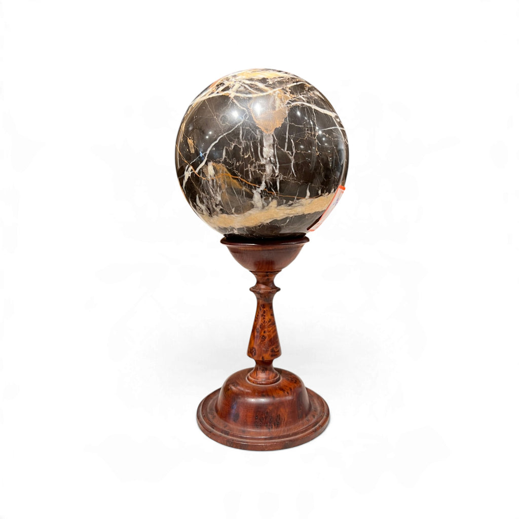 19th Century Italian Marble Sphere Sculpture on Wood Stand