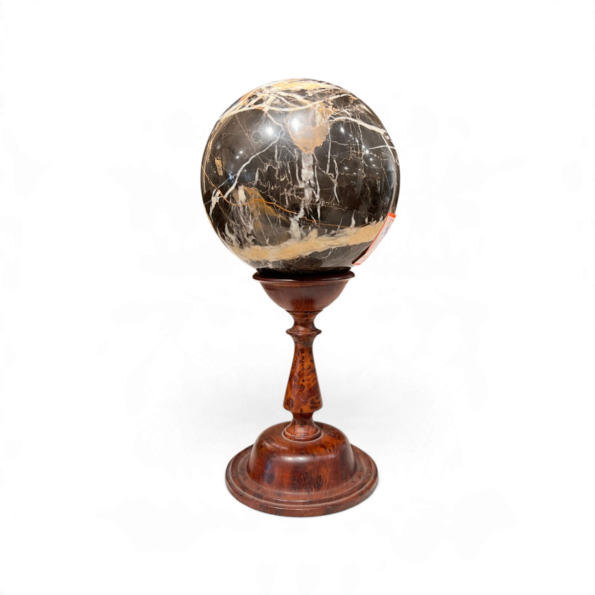 19th Century Italian Marble Sphere Sculpture on Wood Stand