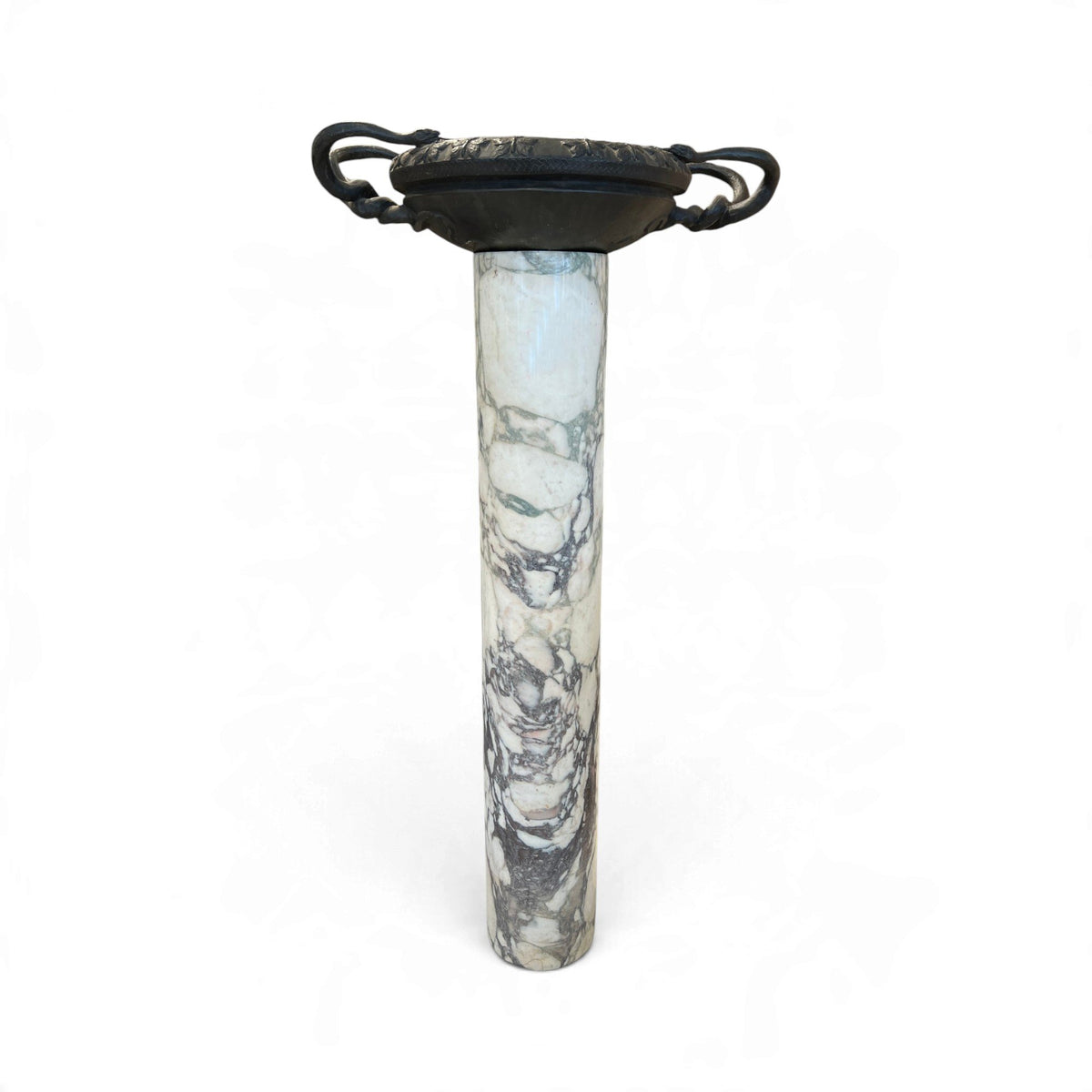 Late 18th–Early 19th Century Italian Grand Tour Breccia d’Aleppo Marble Columns with Bronze Urns