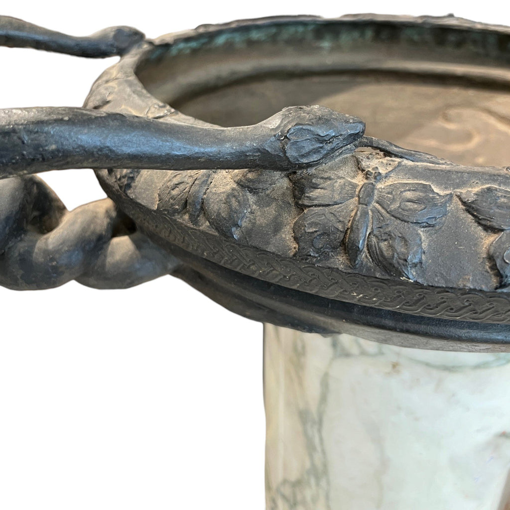 Late 18th–Early 19th Century Italian Grand Tour Breccia d’Aleppo Marble Columns with Bronze Urns